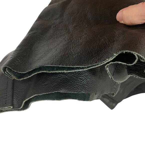 Genuine Leather Black Motorcycle Chaps Moto Adjustable Buckle Straps Size S - Picture 10 of 12